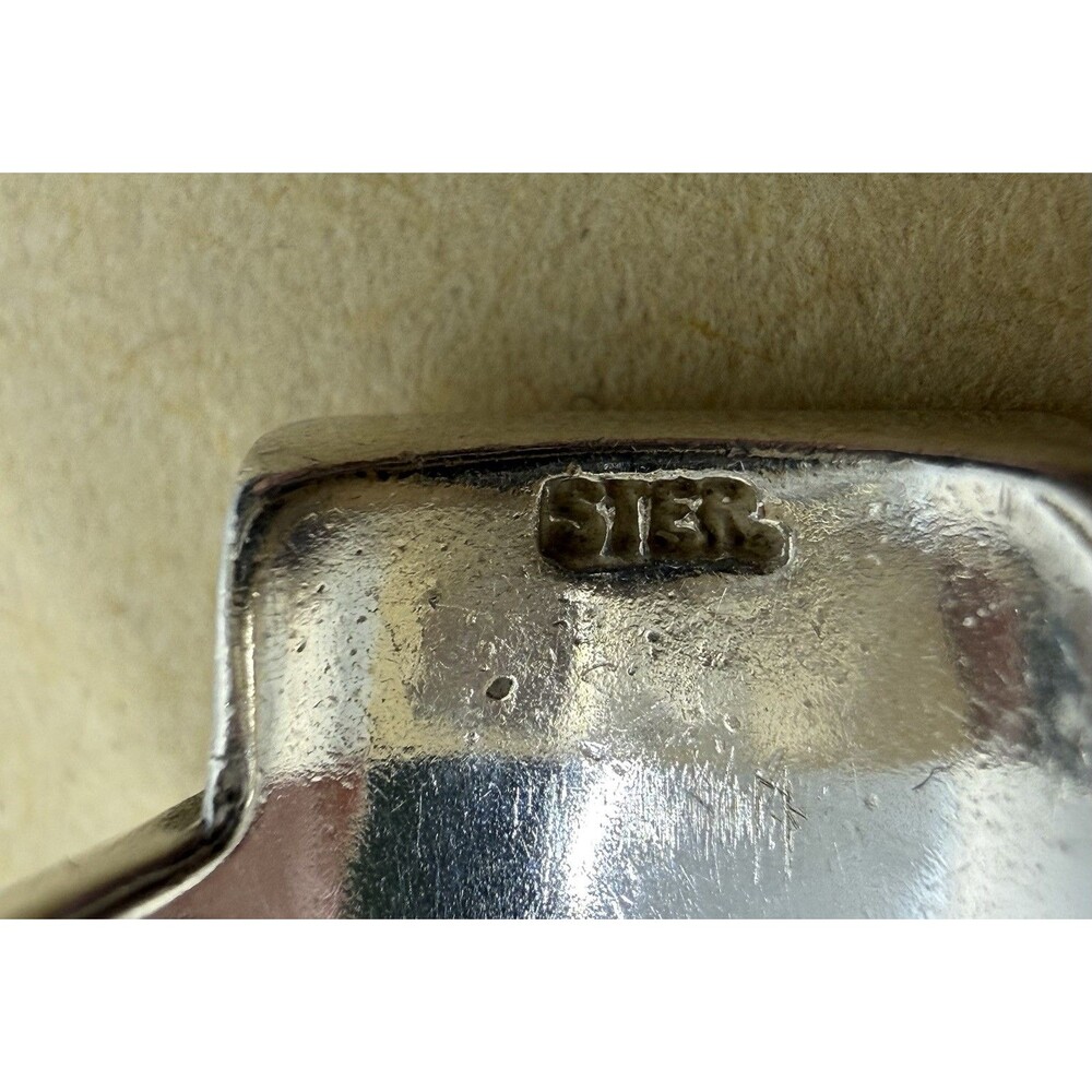 Pinky Ring Sterling Silver Handcrafted Baltic Amber Like Stone Sz 4.75 Vintage - Picture 13 of 14